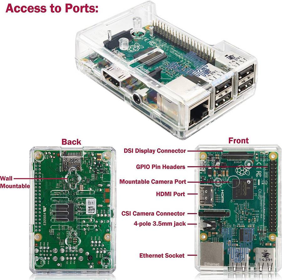 Raspberry Pi 3 Model b Kit - Case - PSU - Heatsinks