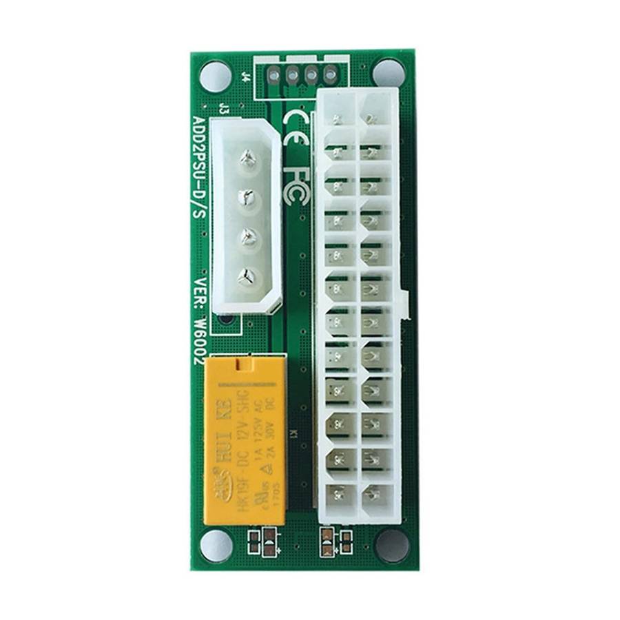 2pcs Dual Psu Adapter Atx 24pin to 4pin Power Sync Starter Card