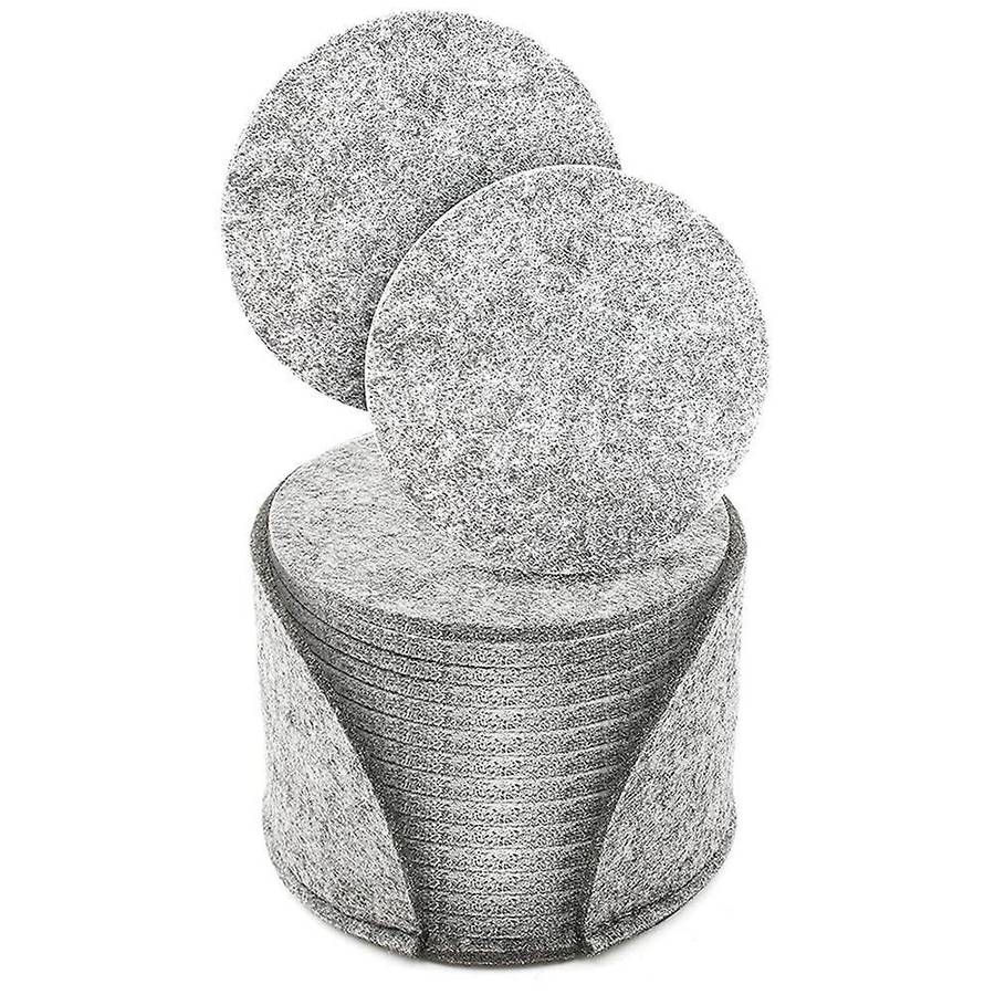 For Glasses, Set Of 14, Felt Coasters with Storage Box, (light Gray)