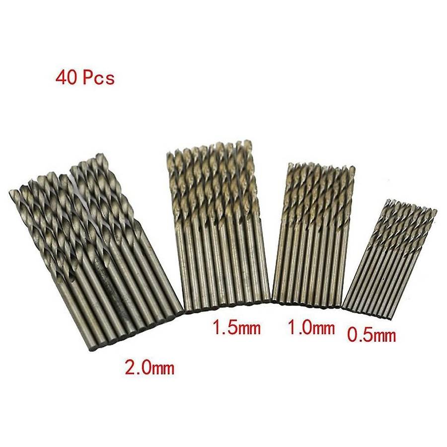 40 Pcs 0.5mm-2.0mm Straight Shank Mini Drill Set Small Drill Bits