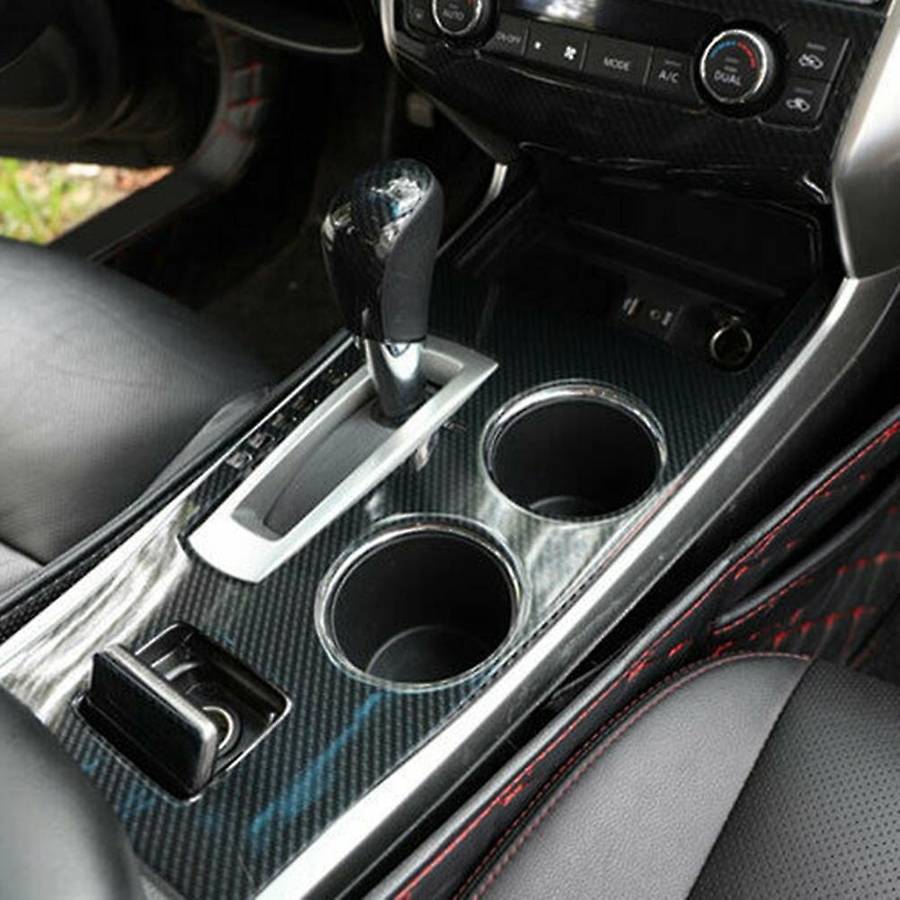 Carbon Fiber Central Console Gear Shift Knob Trim Shift Lever Cover