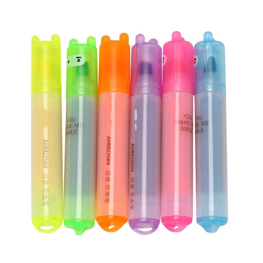 6pcs Highlighter Ninja Permanent Markers Stationery Assorted Colours