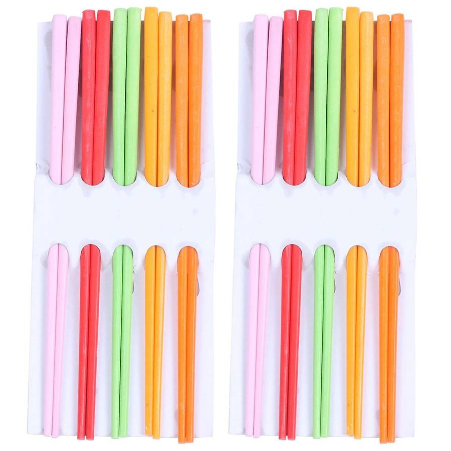 5 Pairs Assorted Color Plastic Chinese Chopsticks 8.7 Inch Long