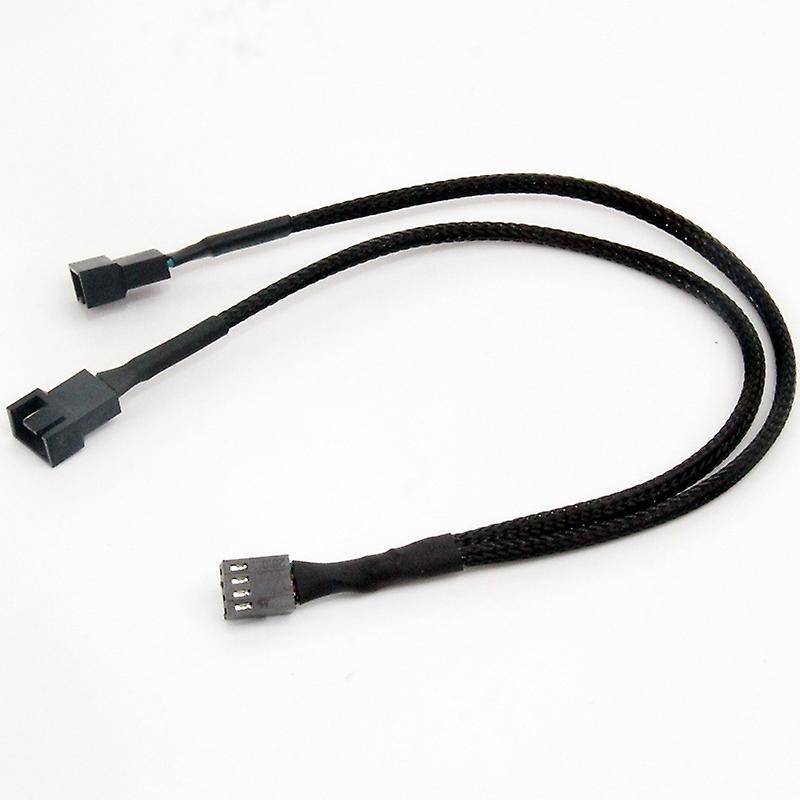 3pcs Pwm Fan Splitter Cable 2way 4pin Y Sleeved Extension Power Cable
