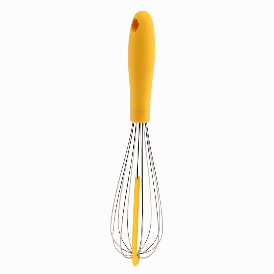 304 Stainless Steel Balloon Whisk with Silicone Scraper ,yellow