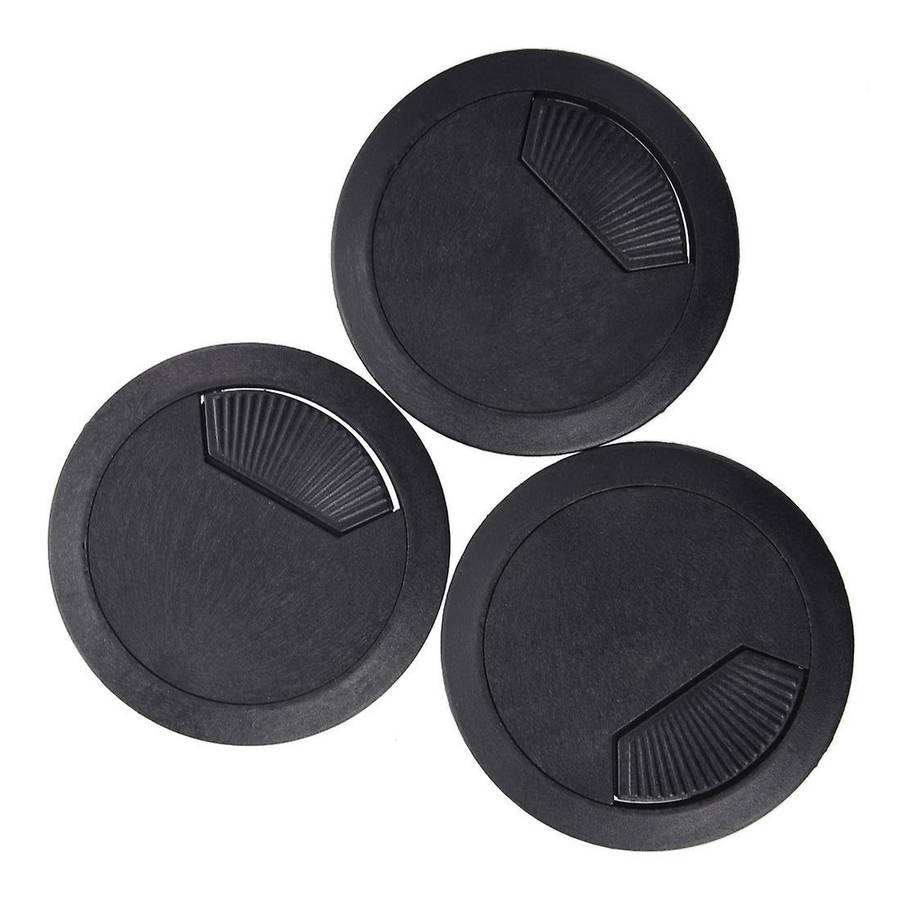 3 Pcs Desk 60mm Dia Grommet Cable Cord Hole Cover Black