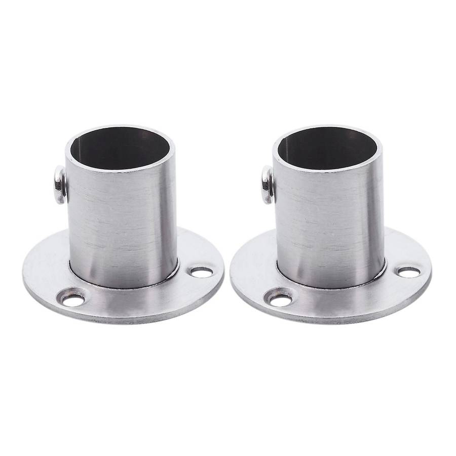 Wardrobe 19mm Tube Stainless Steel Rail Rod End Support Bracket 2pcs