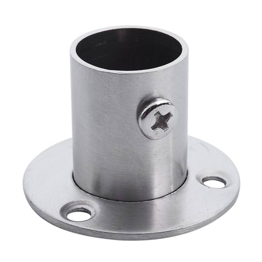 Wardrobe 19mm Tube Stainless Steel Rail Rod End Support Bracket 2pcs