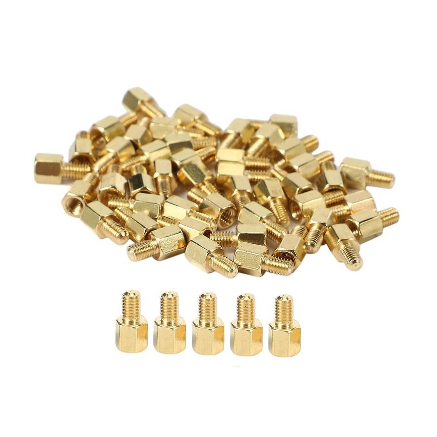 50 Pcs Brass Screw Pcb Standoffs Hexagonal Spacers M3 Male X M3 Female 5mm