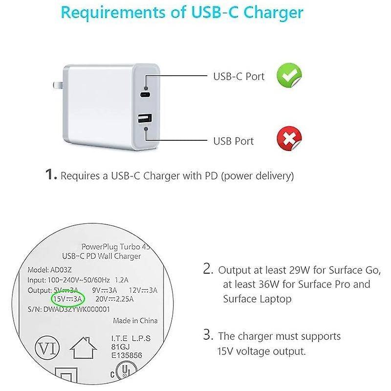Nylon Braided for Surface Connect to Usb-c Charging Cable