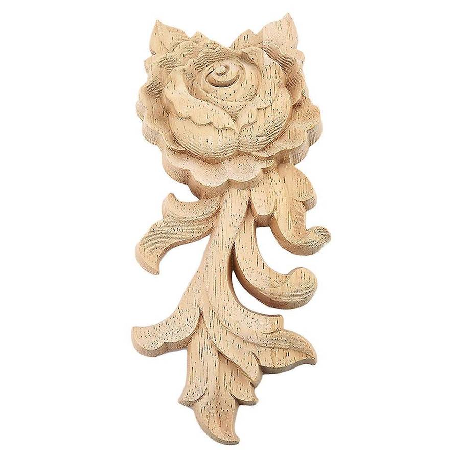 1pc 15*6.5cm Wood Carved Corner Onlay Applique Door Cabinet Rose