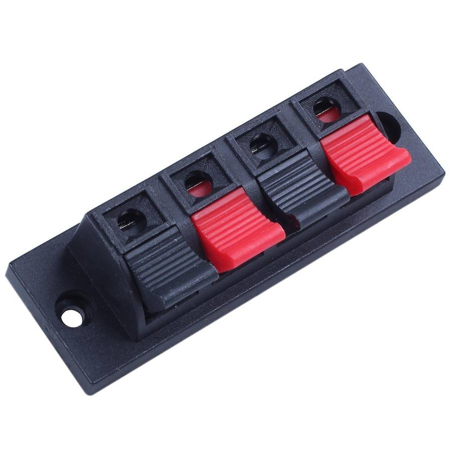 4-way Amp Speaker Terminal Plate Strip Push Release Connector Block