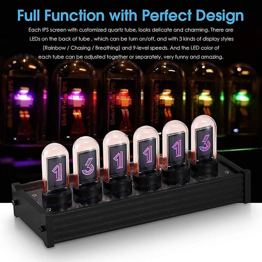 Ips Nixie Tube Digital Clock Electronic Calendar 6-digit Lcd Time