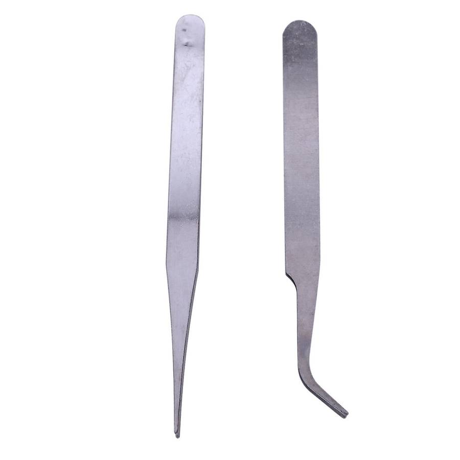 2 X Stainless Steel Nail Art Tweezer Tool Rhinestones Gems Eyelash Nail Art Acrylic Gel Picking Tool