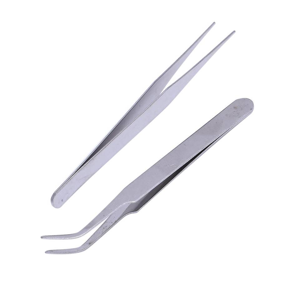 2 X Stainless Steel Nail Art Tweezer Tool Rhinestones Gems Eyelash Nail Art Acrylic Gel Picking Tool