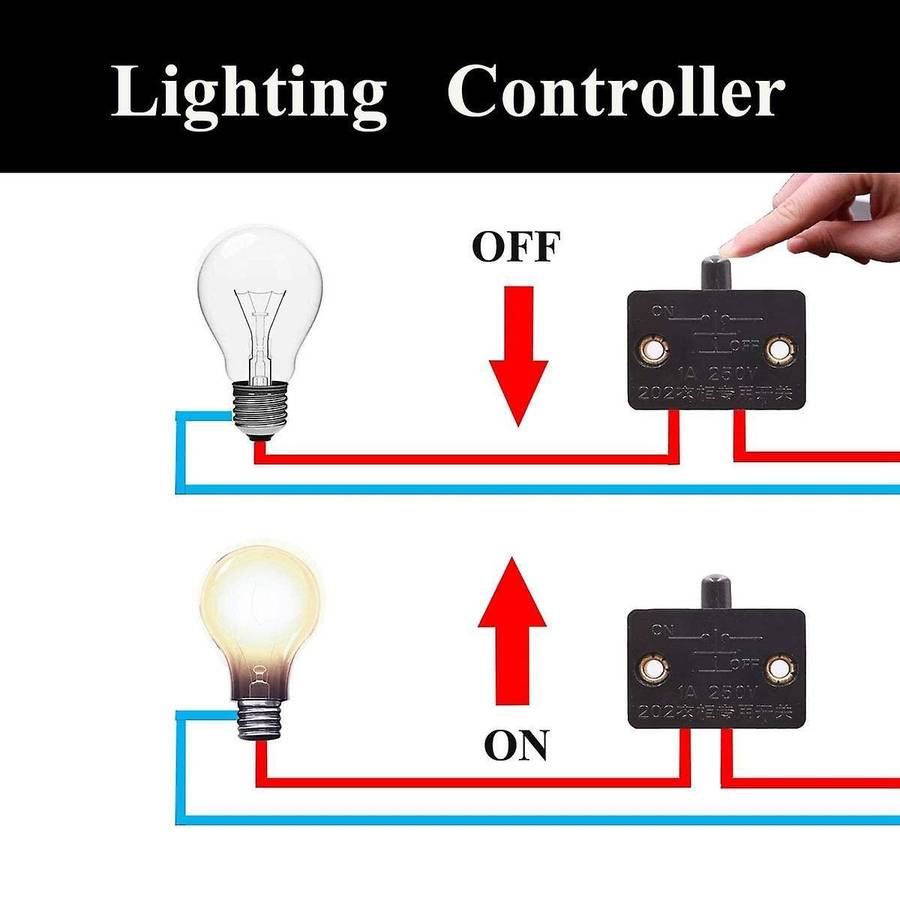 4 Pcs Cabinet Door Lamp Switch Applicable to 12v 24v 110v Black