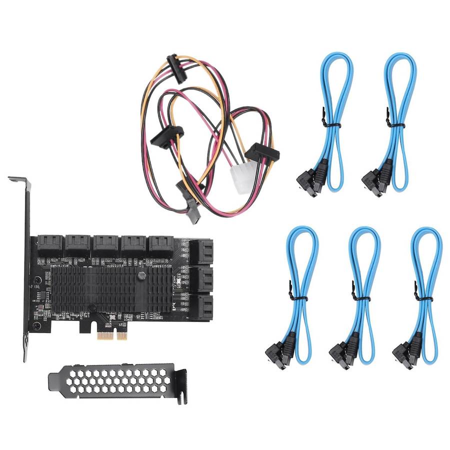 Pcie to 16-port Sata3.0 6g Expansion Card Supports 16 Sata Cables(1x)