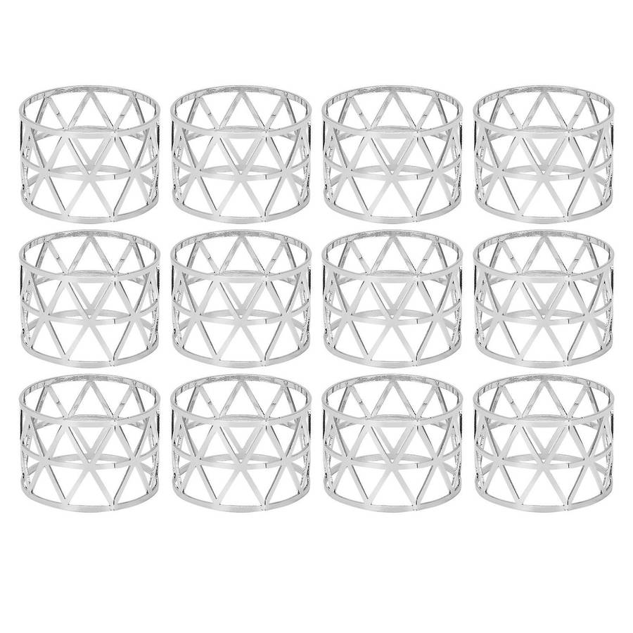 12pcs Hollow Out Napkin Rings Household Metal Napkin Holder Adornment