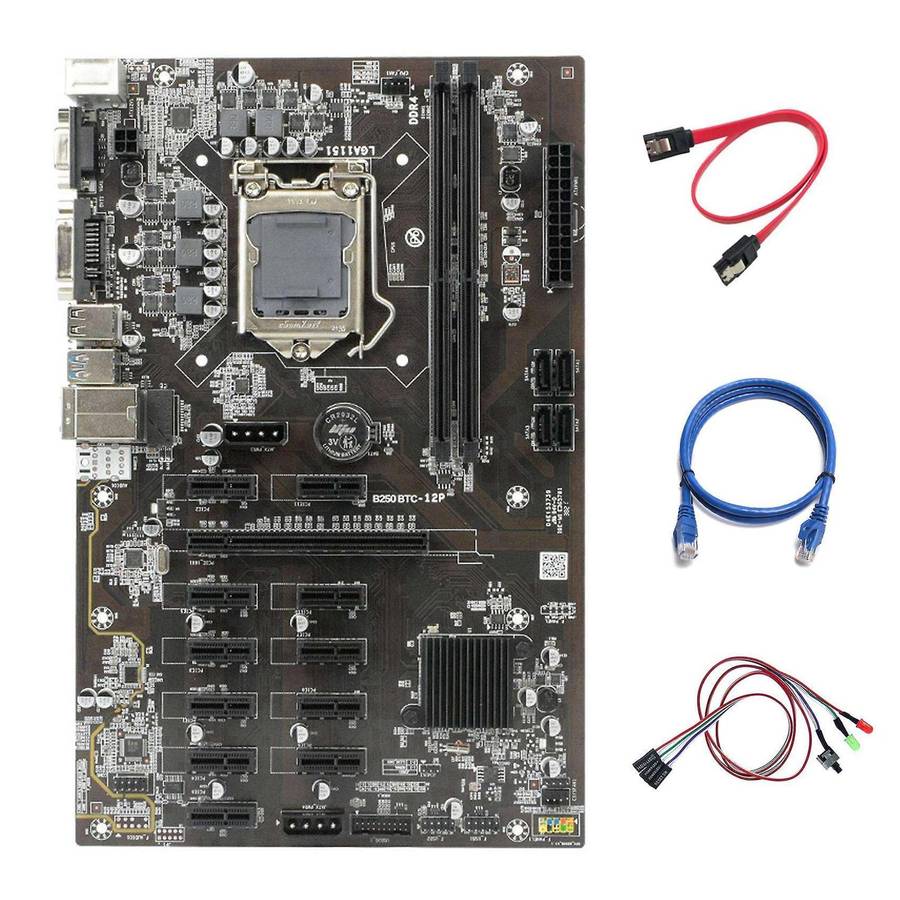 B250 Btc Mining Motherboard with Light+rj45 Cable for Btc Miner