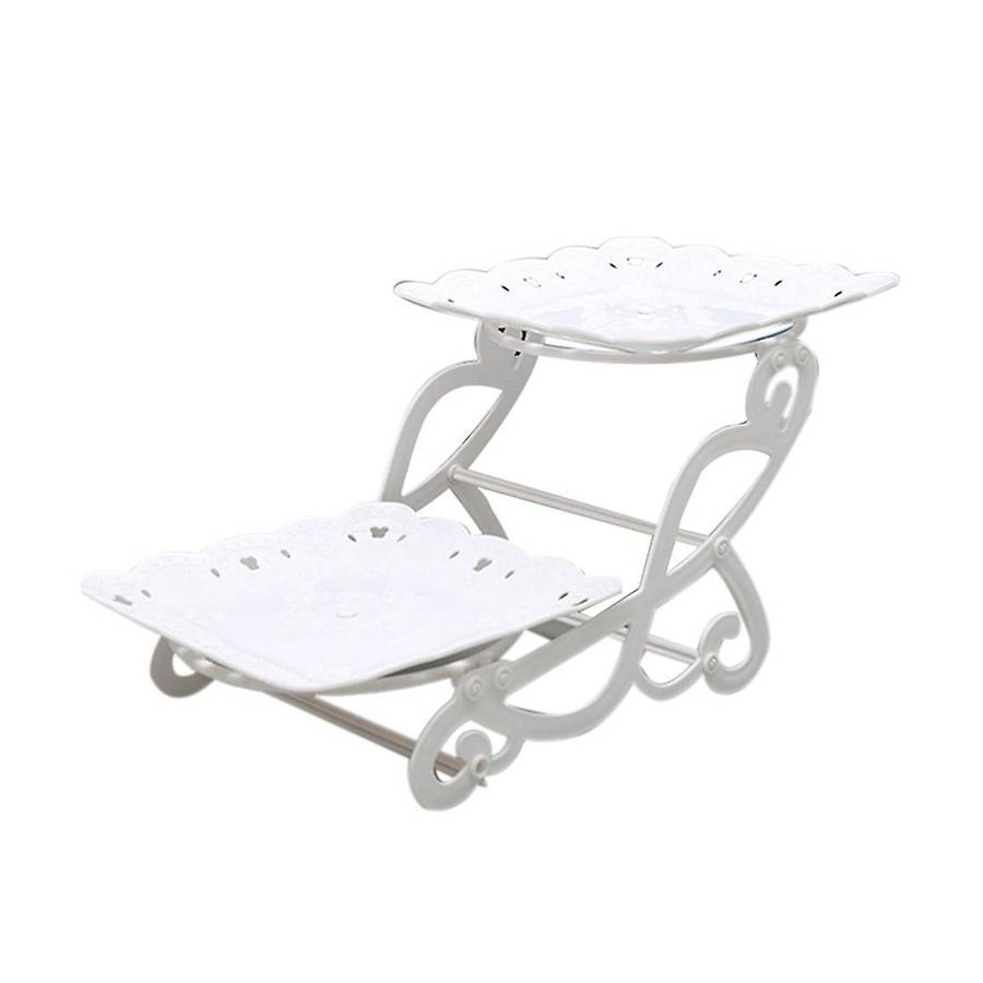 2 Tier Cake Dessert Holder Cupcake Pastry Biscuit Tray B Square