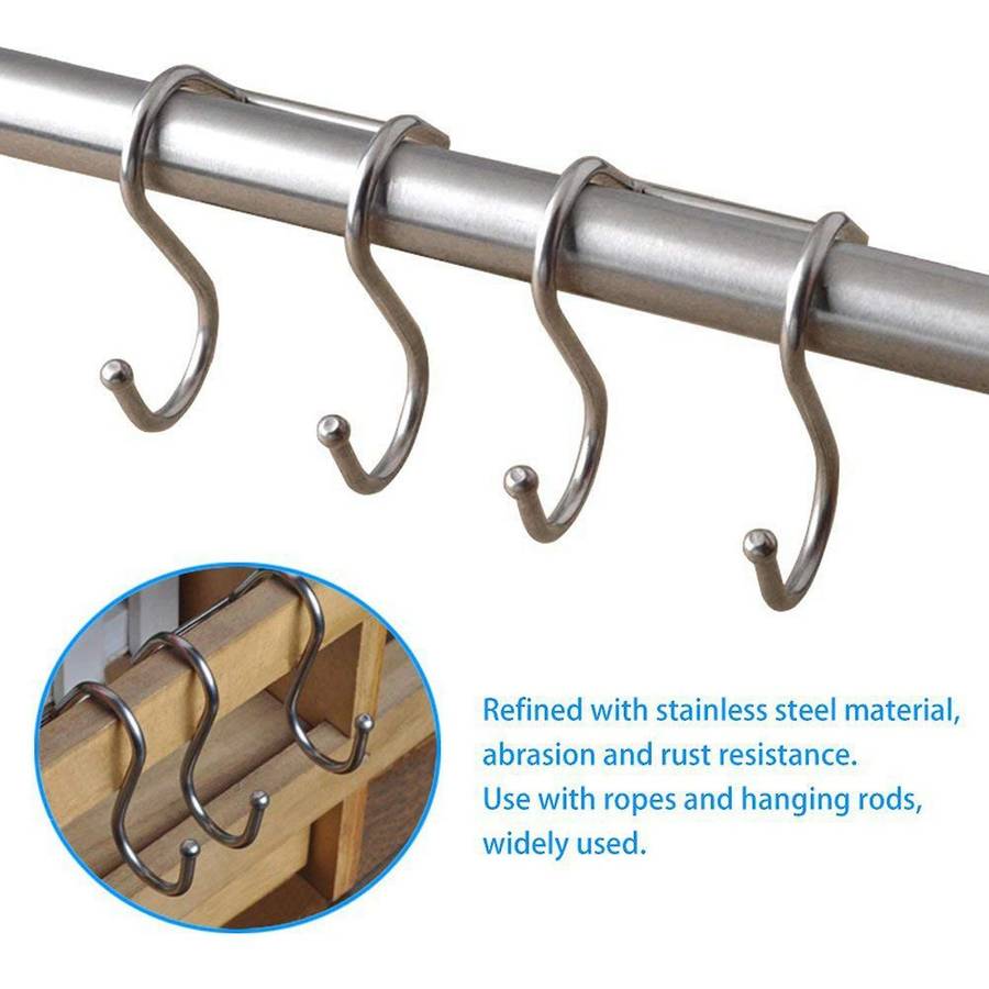 Premium 6 Pack Dual S Shaped Hooks Stainless Steel Hanger (6 Pack)