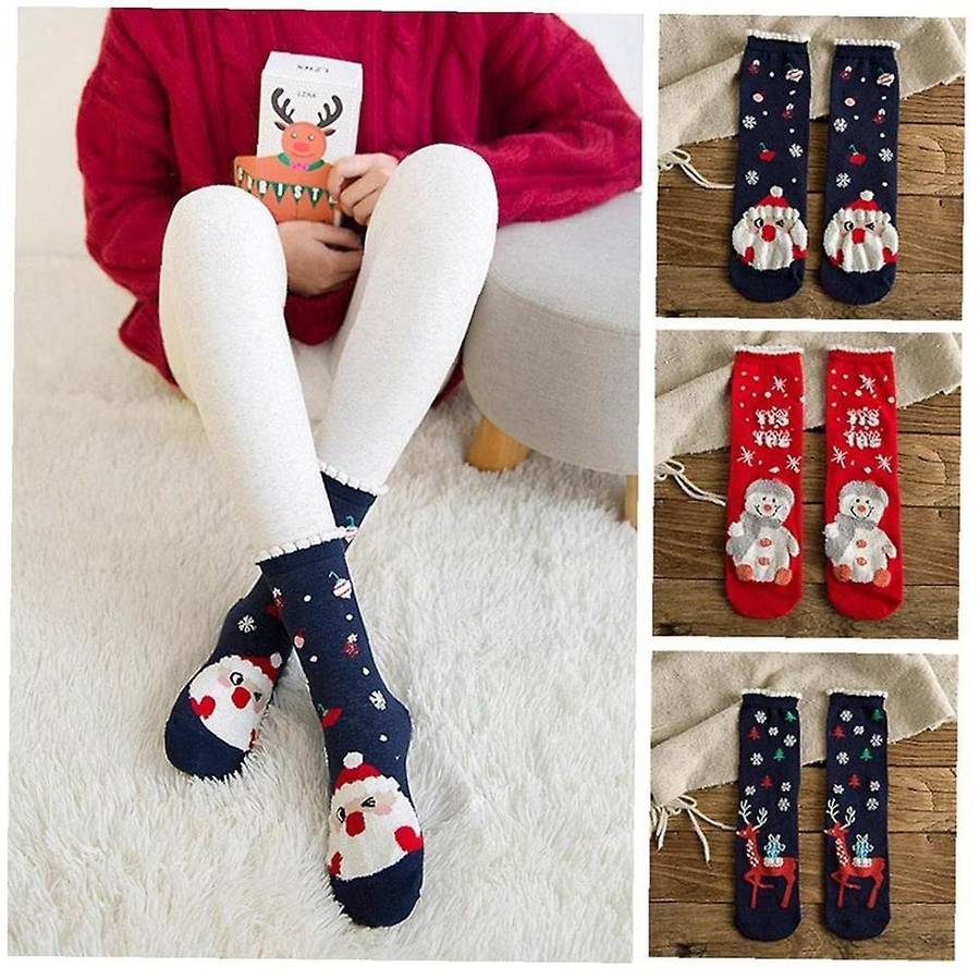 3 Pairs Floor Socks Coral Fleece Socks A