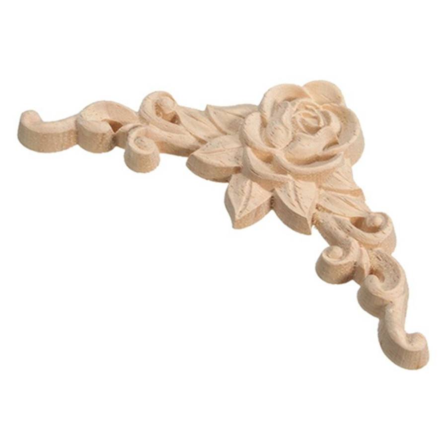 8 X 8cm Wood Carved Corner Onlay Applique Craft Unpainted Home Dcor