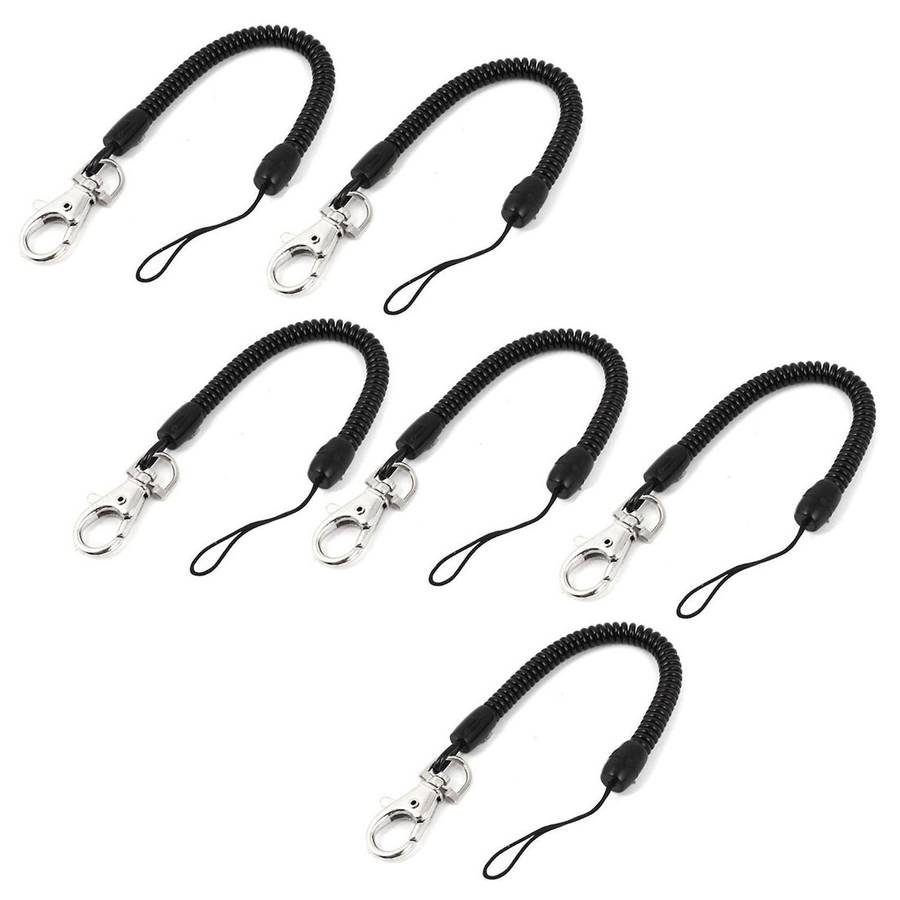 Mousqueton Porte-cles A Anneau A Ressort Helicoidal Sangle 6 Noir