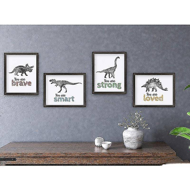 4pcs Dinosaur Wall Art for Little Boys Room, Baby Nursery Posters