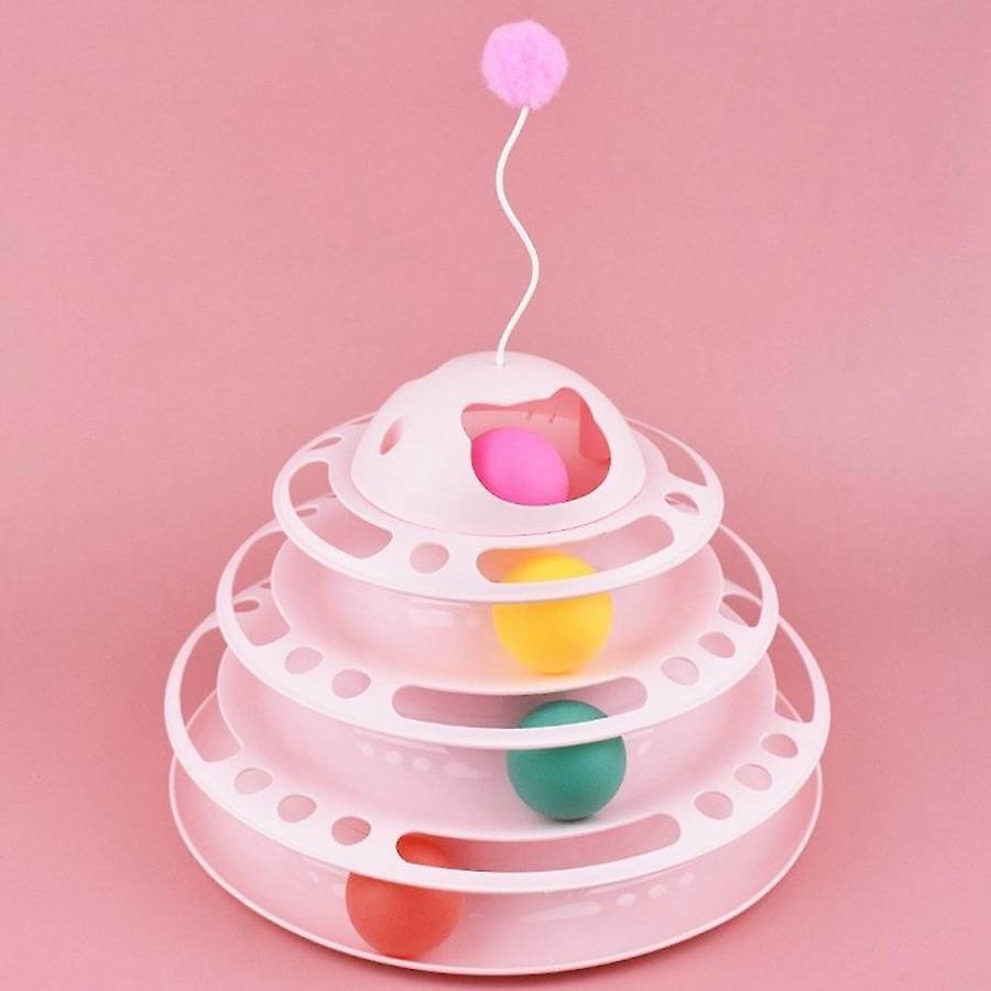 Cat Toy with Bell Rolling Ball, Cat Tower Toy Pink