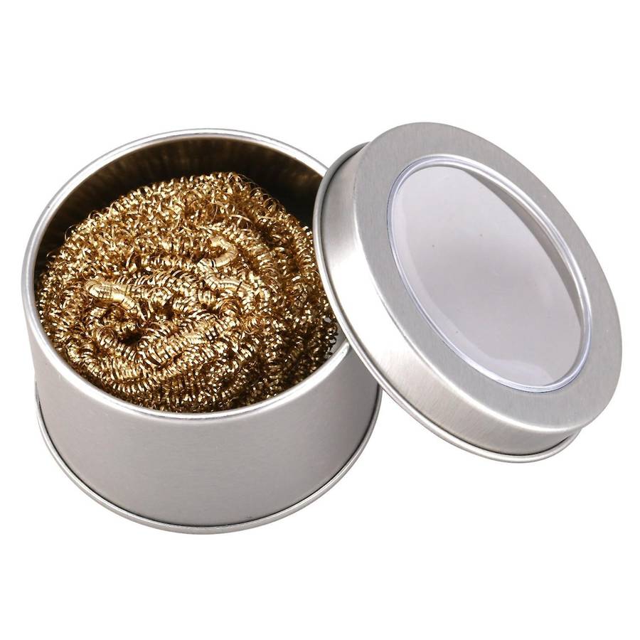 Soldering Iron Tip Cleaning Wire Scrubber Cleaner Ball W Metal Case