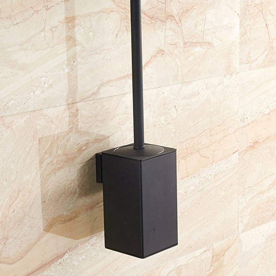 2x Stainless Steel Toilet Brush Black Bathroom Cleaning Brush Holder