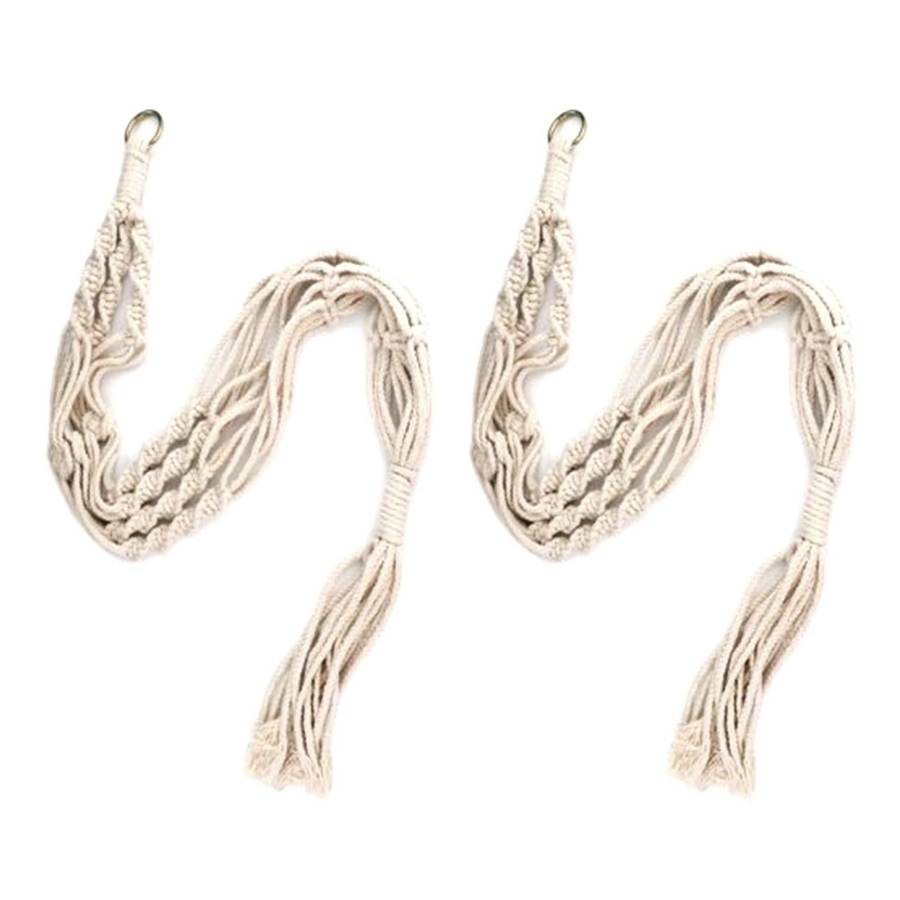 2 Pcs Indoor Hanging Planter Basket Jute Rope Braided Boho Home Decor
