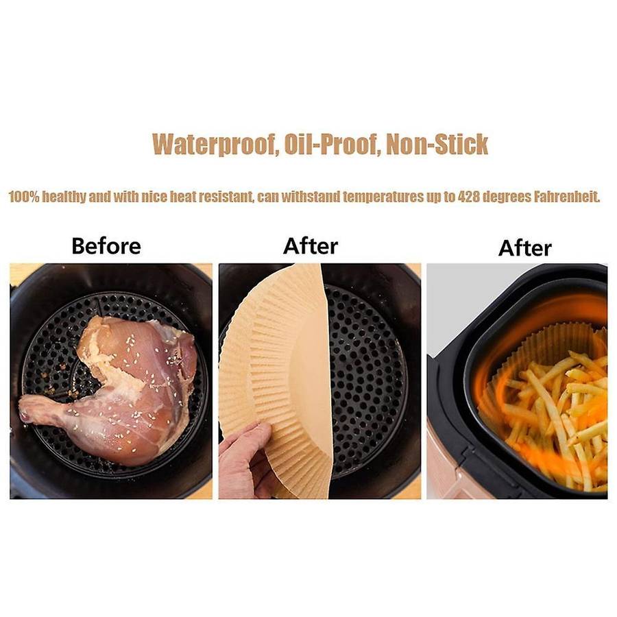 100pcs Air Fryer Parchment Paper Liners Non-stick Disposable(white)