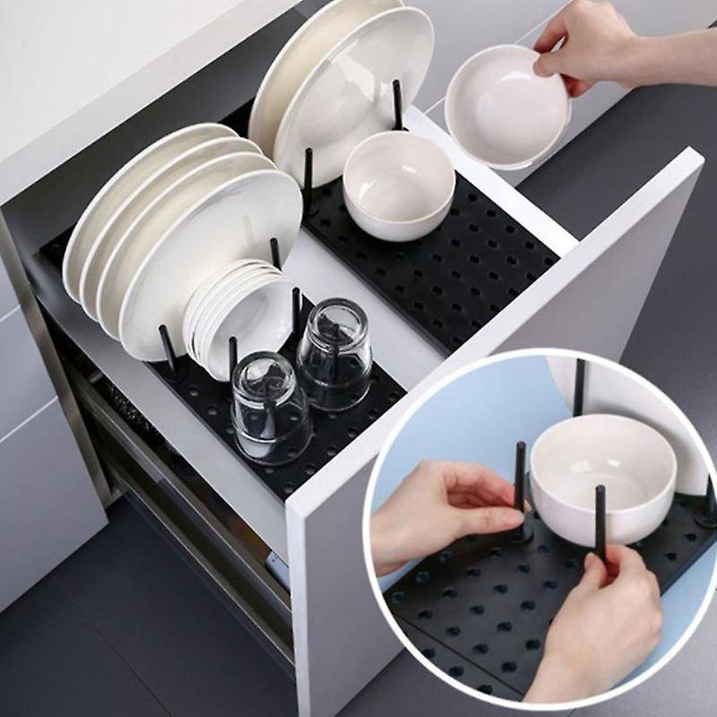 1pc Adjustable Kitchen Dish Drying Rack Tableware Storage Organizer