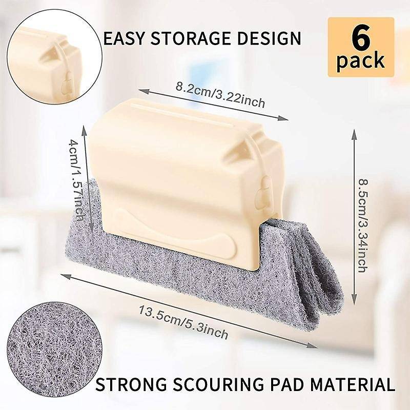 Hand-held Groove Cleaner Scouring Crevice Brush for Door 6 Pieces