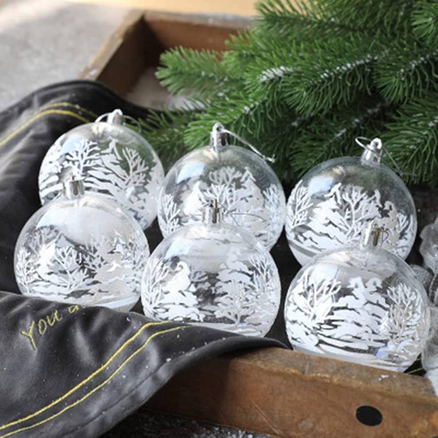 6pcs Christmas Ball for Christmas Tree Decoration Clear Baubles Decor