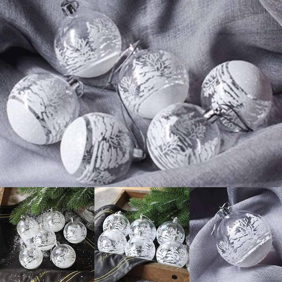 6pcs Christmas Ball for Christmas Tree Decoration Clear Baubles Decor