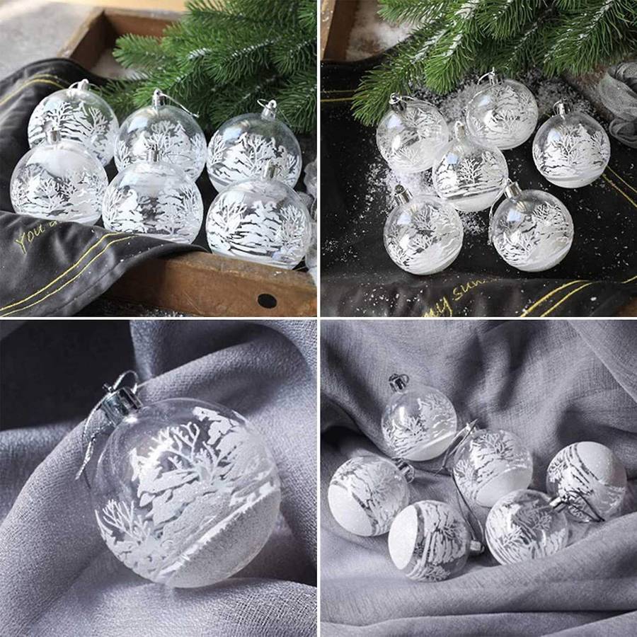 6pcs Christmas Ball for Christmas Tree Decoration Clear Baubles Decor