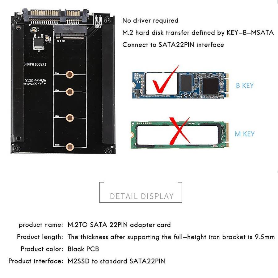 M.2 to Sata3.0 Expansion Card Ssd Interface Conversion Card