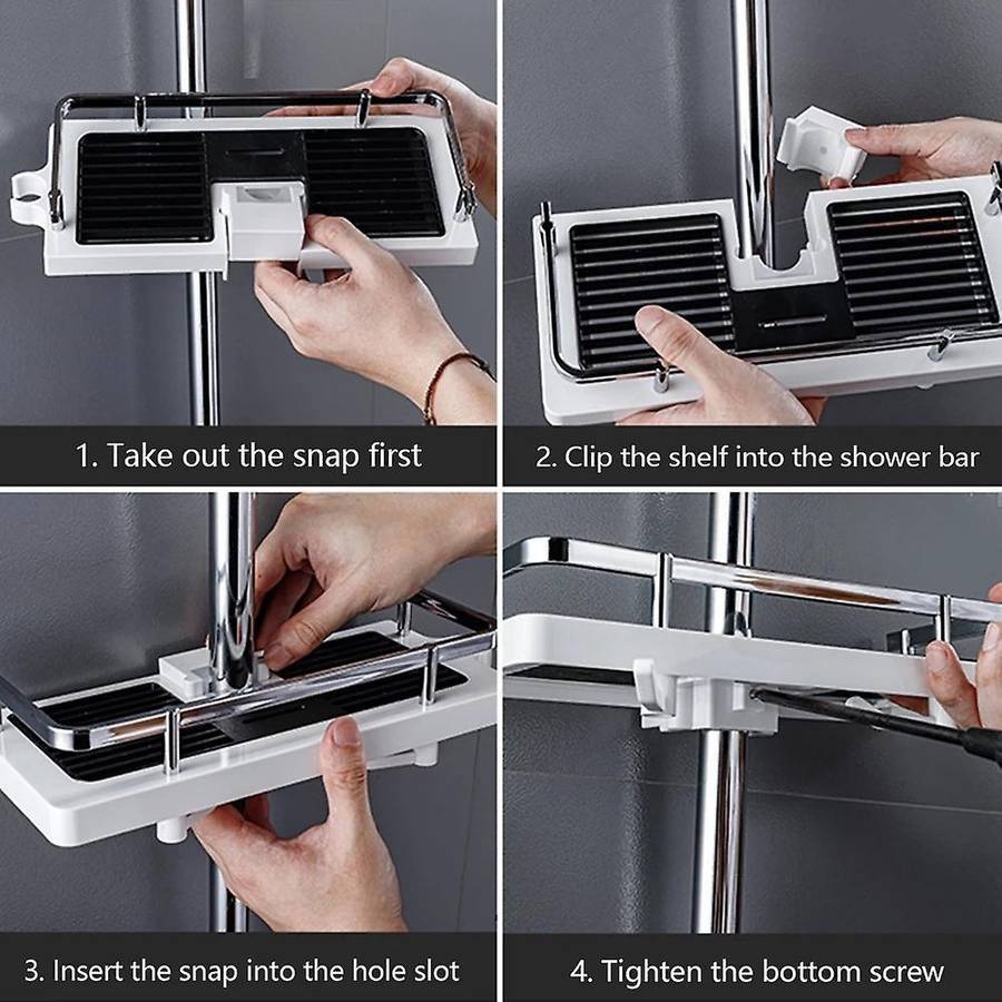 Shower Storage Holder Shower Shelf with Hooks Soap Bathroom Shelf