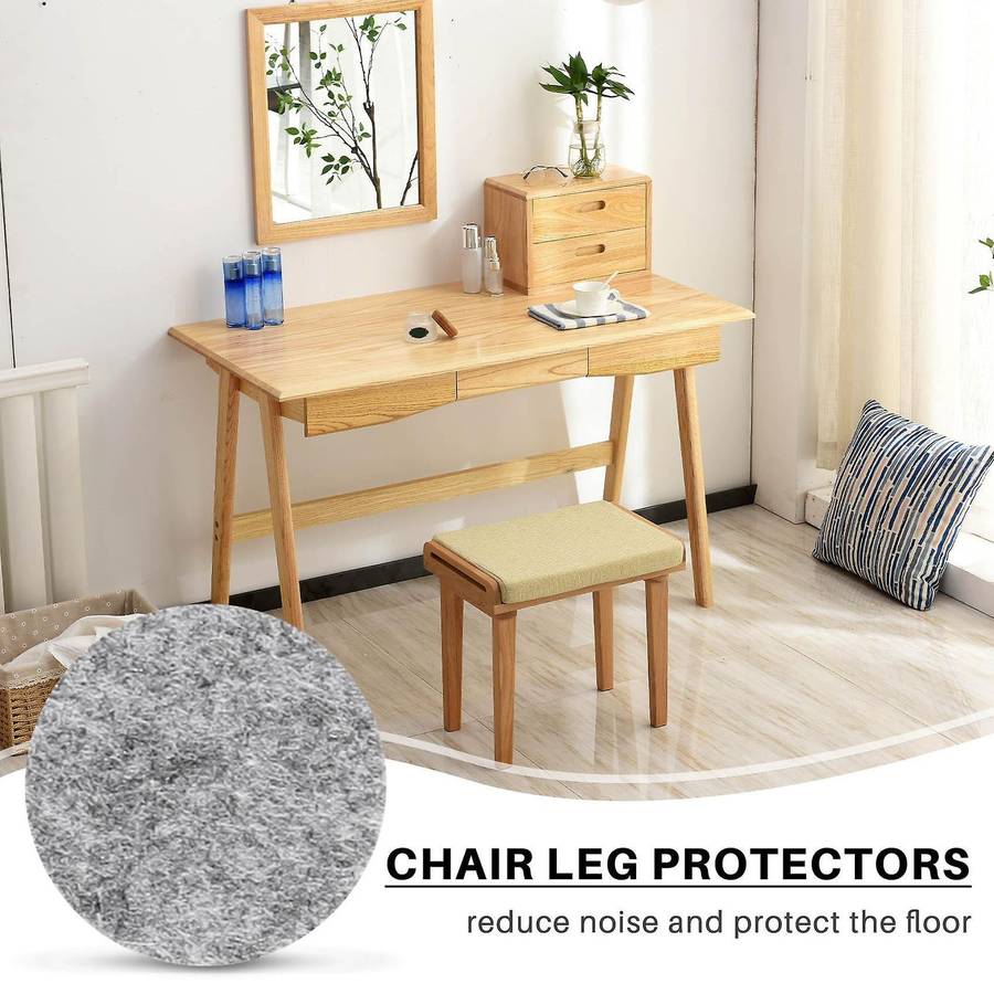 50pcs Round Shaped Table Chair Furniture Leg Felt Mat Pad Gray