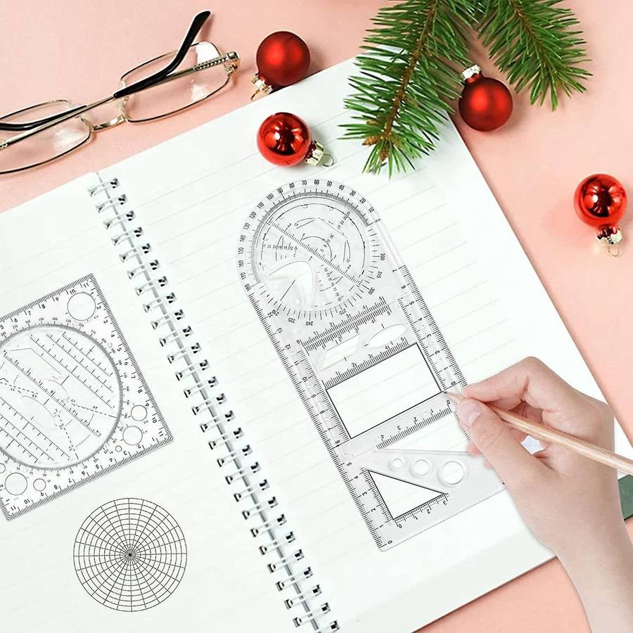 4pcs Multifunctional Geometric Drawing Ruler Measuring Draft Rulers