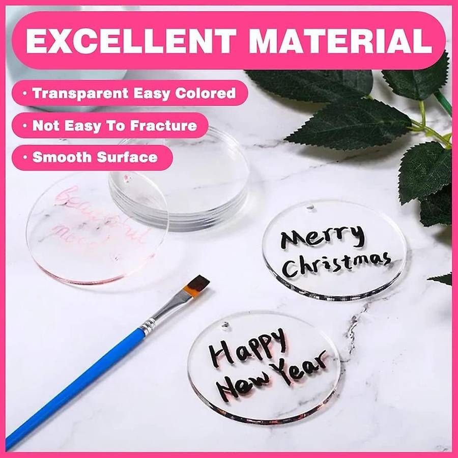 40pcs Clear Circle Keychains Blanks Bulk with Tassels for Craft Diy