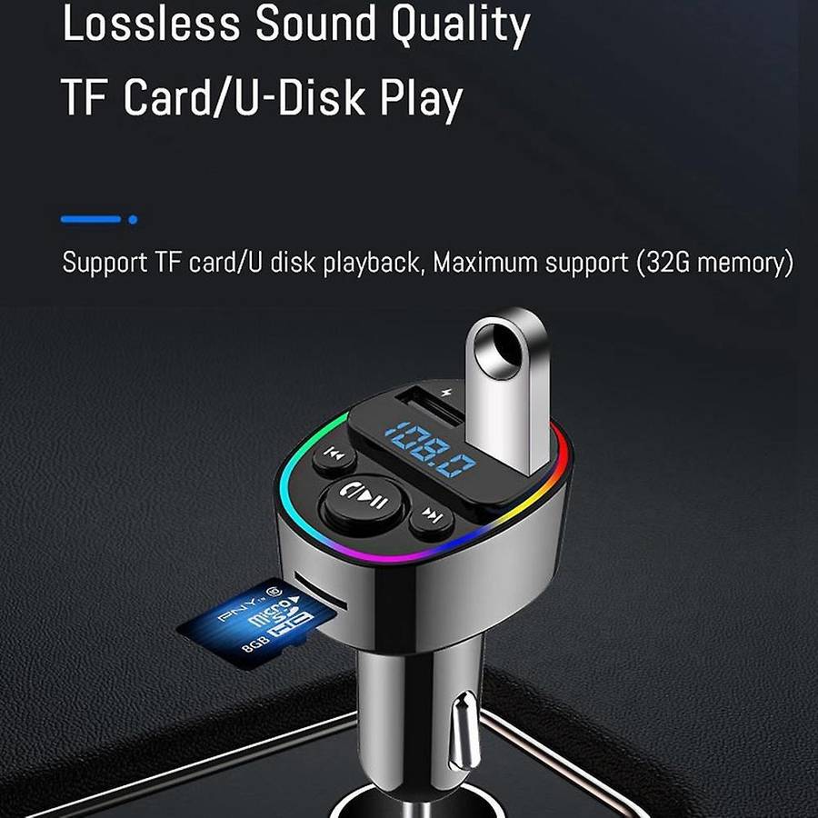 Car Bluetooth 5.0 Fm Transmitter Pd Type-c Dual Usb Charger Mp3 B