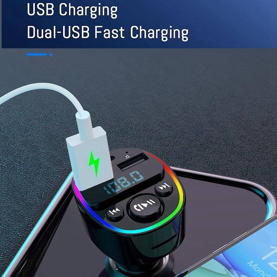 Car Bluetooth 5.0 Fm Transmitter Pd Type-c Dual Usb Charger Mp3 B