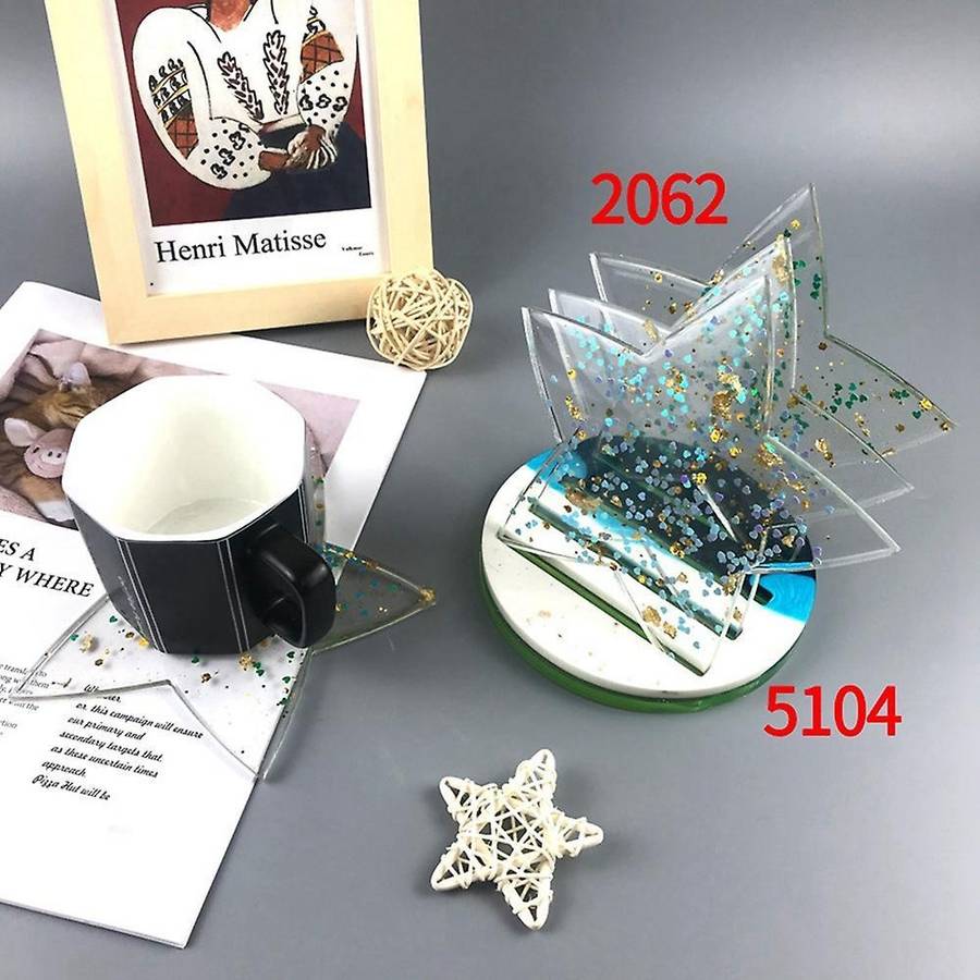 5pcs Five-pointed Star Coaster Bracket Silicone Mold Diy Coaster