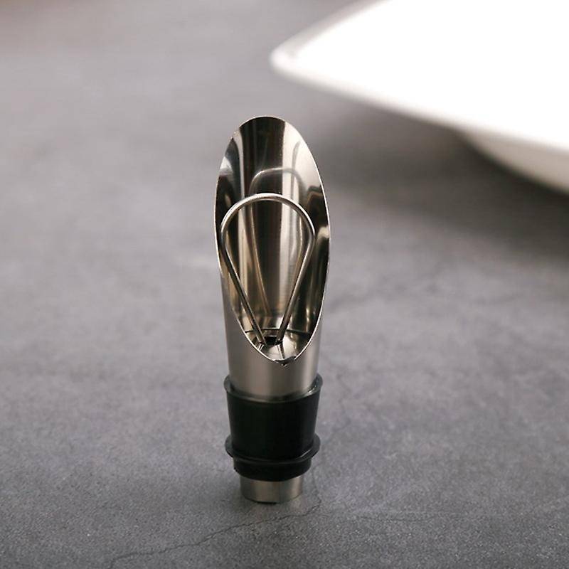 Stainless Steel Wine Stopper Pourer Metal Drain Bar Home Wine Set