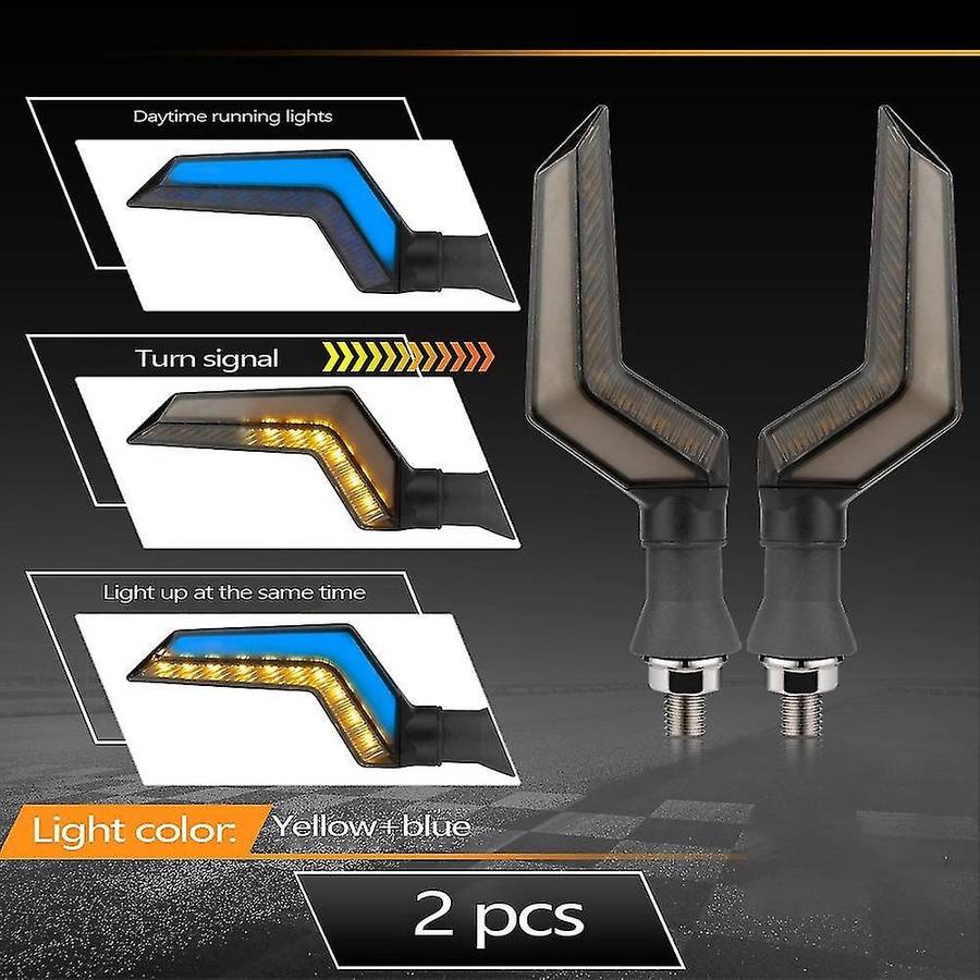 Daytime Running Lights Double Flowing Yellow+blue Flasher Indicator