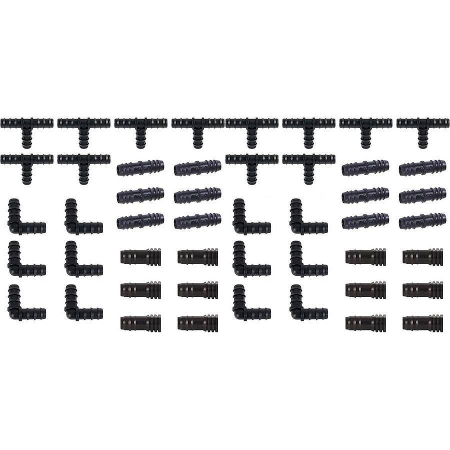 Irrigation Fittings Kit -12 Tees, 12 Couplings, 12 Ends, 12 Elbows